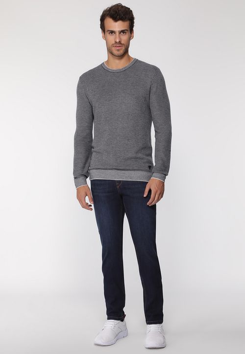 Suéter de Tricot Eco Texturizado Cinza