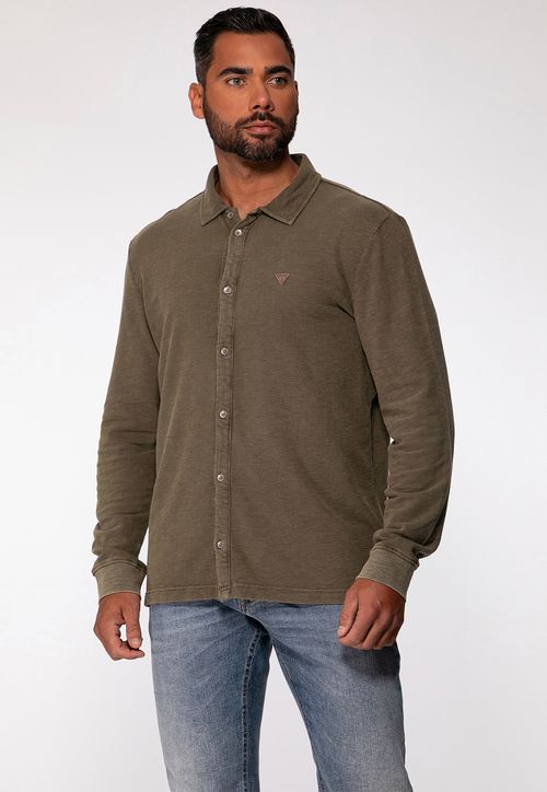 Camisa de Malha Manga Longa Verde Escuro
