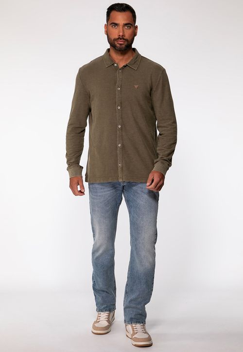 Camisa de Malha Manga Longa Verde Escuro