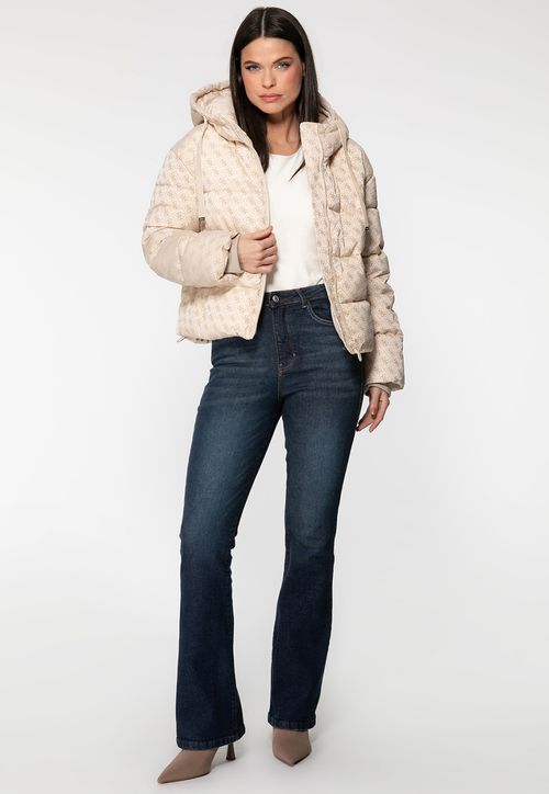 Jaqueta Puffer 4G Aveludado Bege