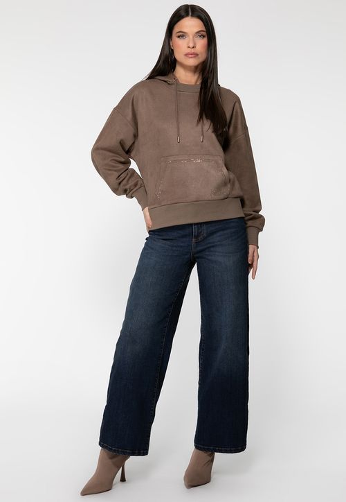 Blusa de Moletom Suede Eco Bege