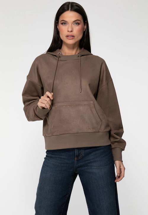Blusa de Moletom Suede Eco Bege