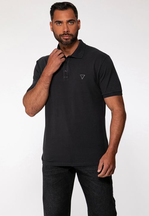 Camisa Polo Piquet Triângulo Bordado Preto
