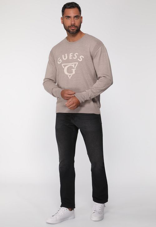 Blusa de Tricot Guess Triangulo G Bege