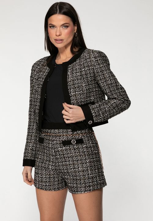 Jaqueta Tweed Lurex Eco Preto