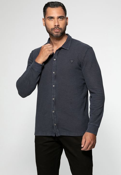 Camisa Malha Guess Tinturada Etiq Azul Escuro