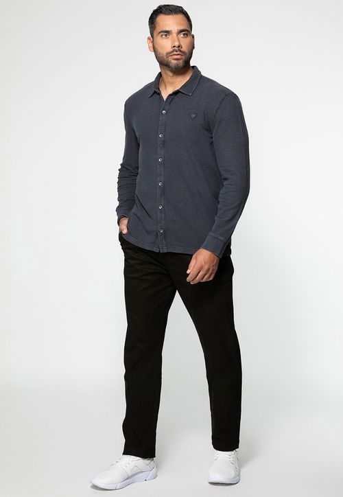 Camisa Malha Guess Tinturada Etiq Azul Escuro