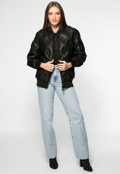 Jaqueta Guess Puffer Metalizada 4g Preto