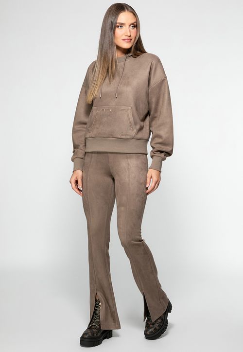 Calça Suede Eco Fenda Bege