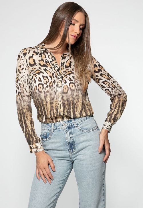 Camisa Eco Animal Print Marrom