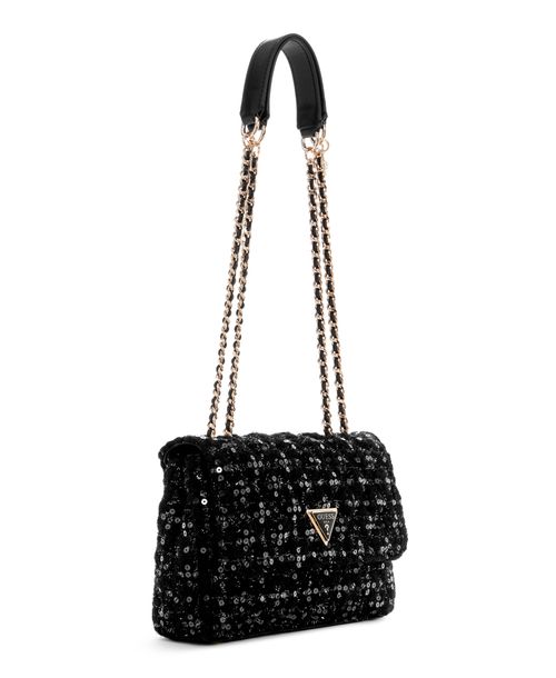 Bolsa Giully Flap Tweed Sequin Preto