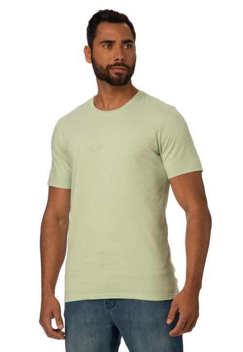 Camiseta Logo Bordado Guess Verde Água