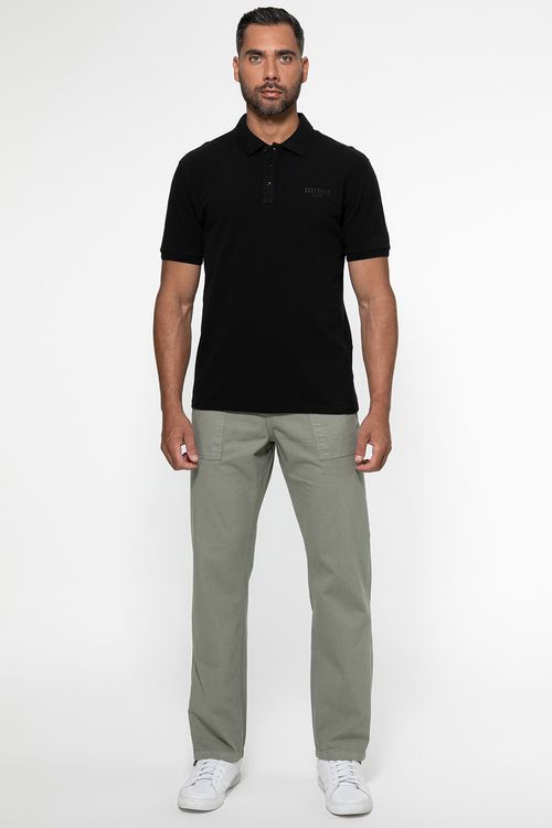 Camisa Polo Guess Silk Relevo Est 1981 Preto