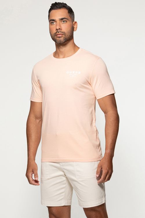 Camiseta Est 1981 Guess Rosa Claro