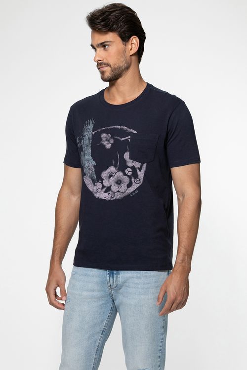 Camiseta Estampa Águia Azul Escuro