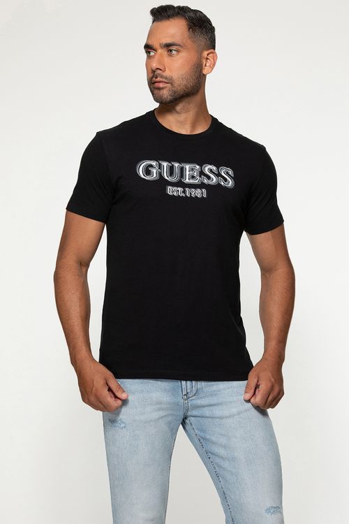 Camiseta Silk Bordado Guess Preto