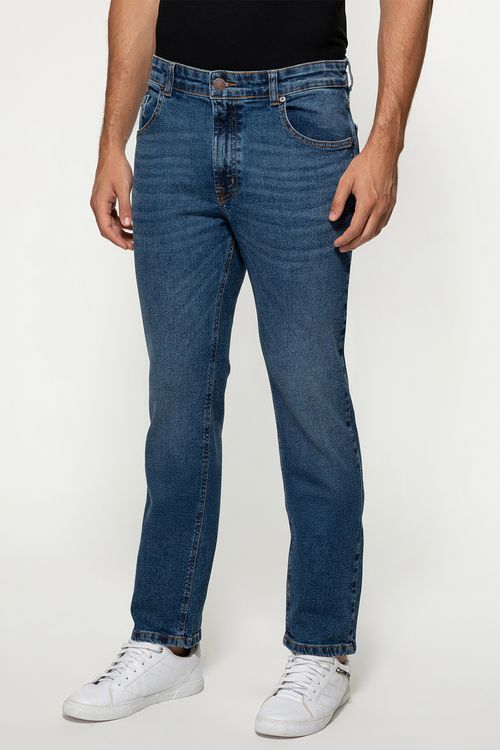 Calça Jeans Slim Straight Azul