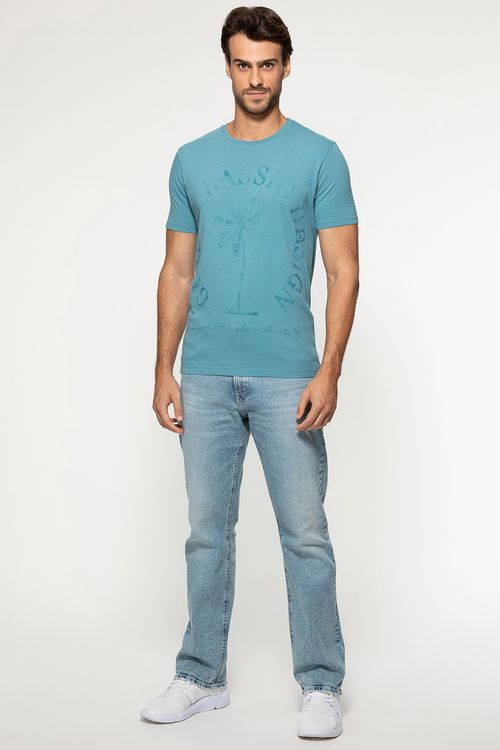 Camiseta Guess Silk Palmeira Azul
