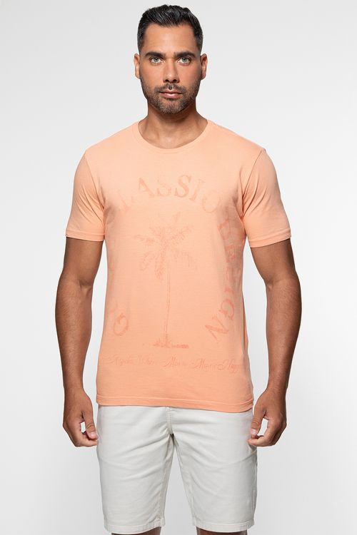 Camiseta Guess Silk Palmeira Coral