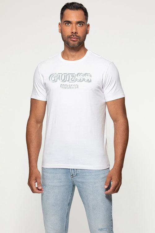 Camiseta Silk Bordado Guess Branco