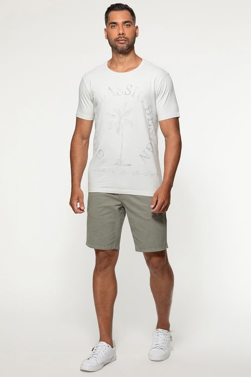 Camiseta Guess Silk Palmeira Bege