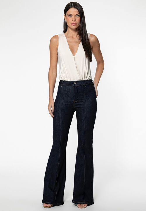 Calça Jeans High Flare Azul Escuro