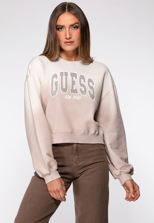Blusa de Moletom Guess Hot Fix Degradê Bege