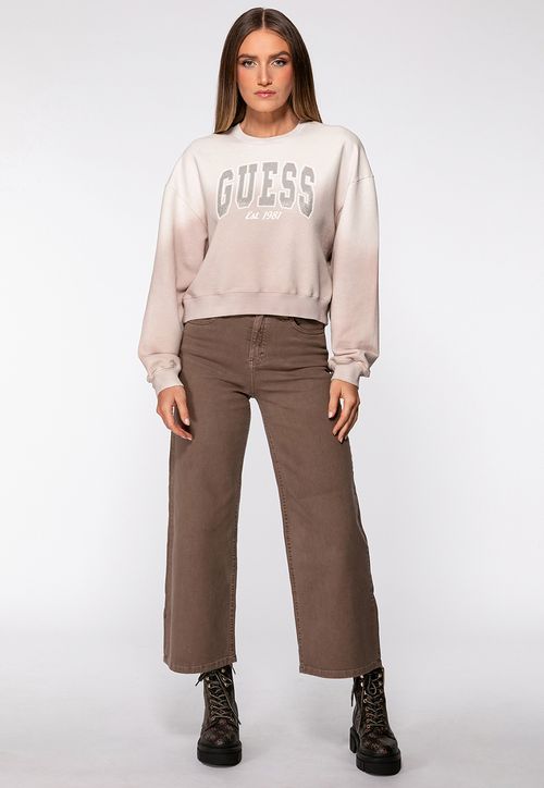 Blusa de Moletom Guess Hot Fix Degradê Bege