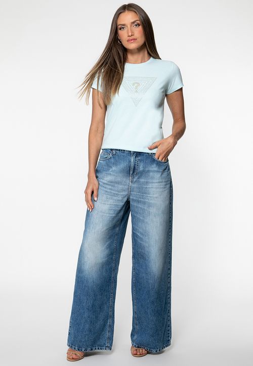 T-shirt Guess Triangs Hot Fix Azul Claro