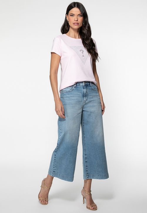 T-shirt Guess Triangs Hot Fix Rosa Claro