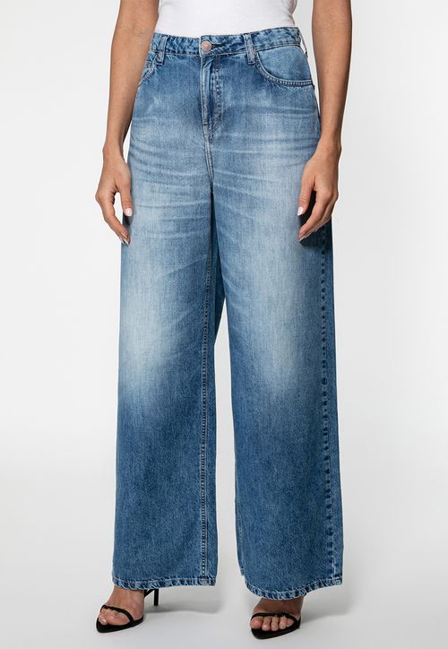 Calça Jeans Guess Wide Leg Azul Claro