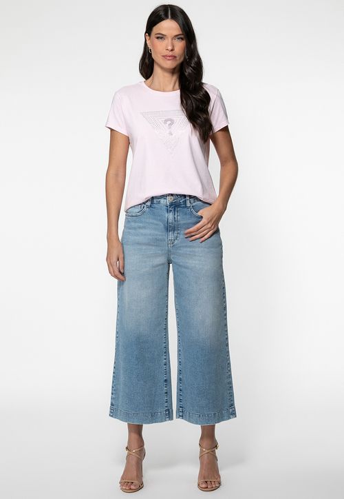 Calça Jeans Wide Cropped Azul Claro