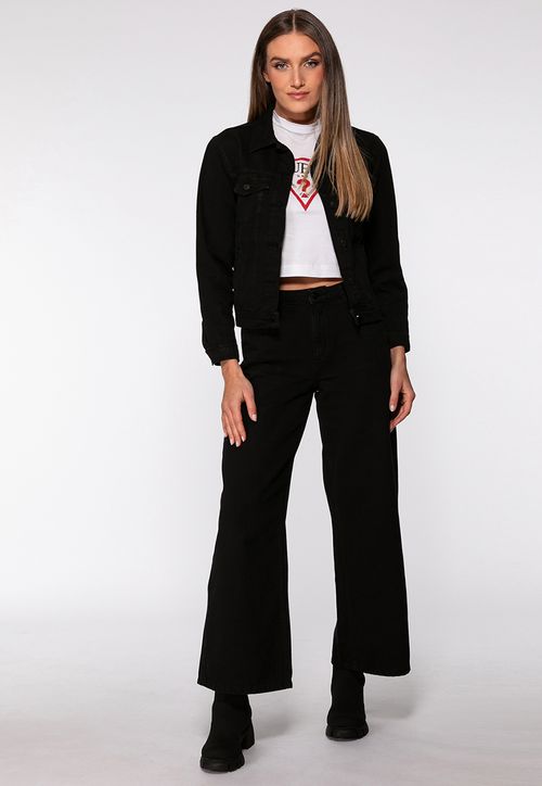 Jaqueta Jeans Estonada Preto