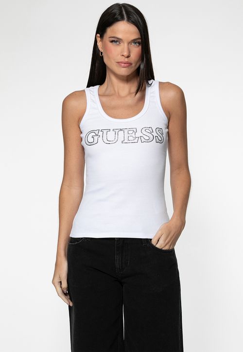 Regata Rib Bordado Hotfix Branco