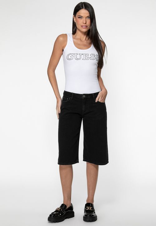 Regata Rib Bordado Hotfix Branco