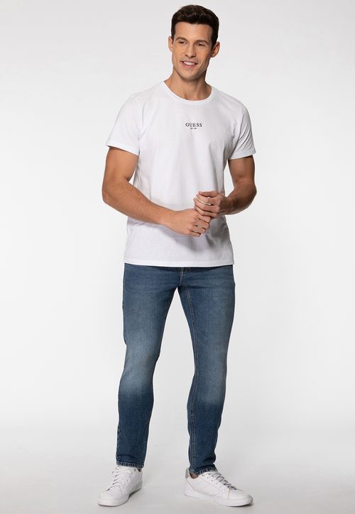 Calça Jeans Skinny Estonada Azul Escuro