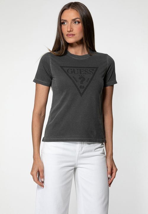 T-shirt Guess Triangulo Hot Fix Cristal Preto