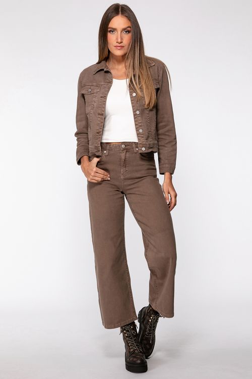 Jaqueta Jeans Estonada Marrom