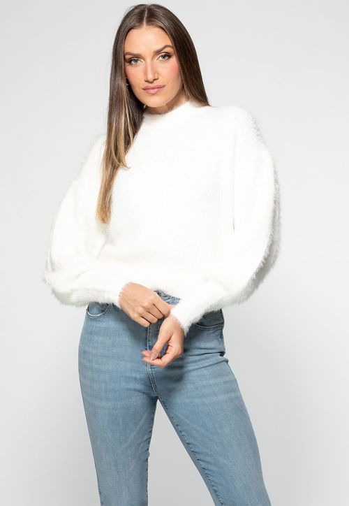 Blusa de Tricot Pelinhos Off White