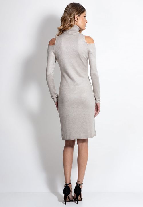 Vestido Tricot Aberto Ombros Guess Off White