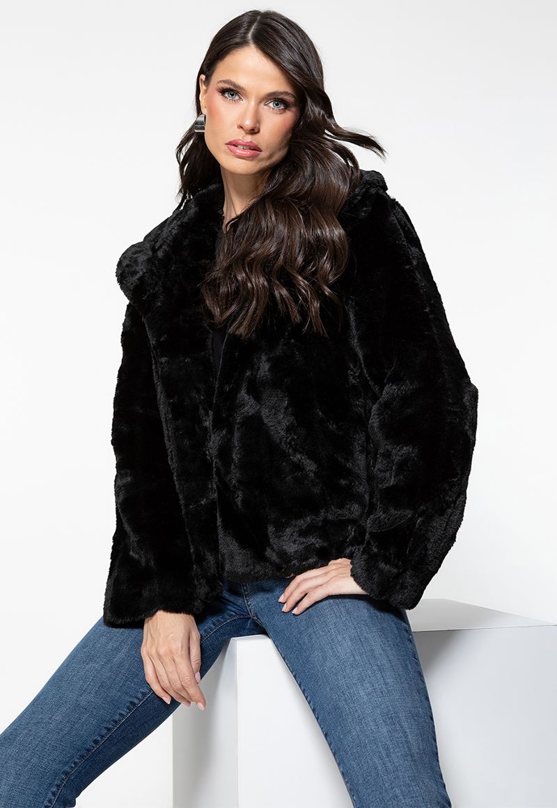 Jaqueta Pelo Sintético Preto-1744661839584