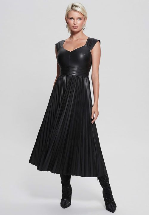 Vestido Longo Plissado Guess Preto
