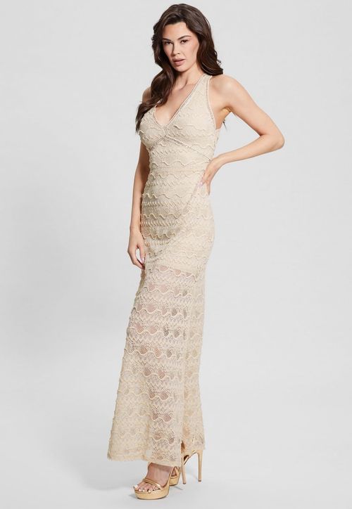 Vestido Longo Liza Renda Guess Bege