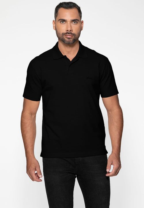 Camisa Polo Guess Bordado Preto