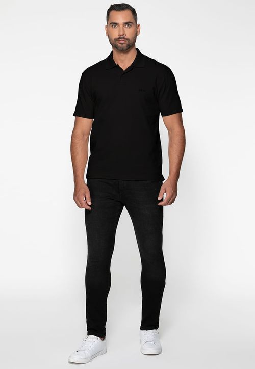 Camisa Polo Guess Bordado Preto