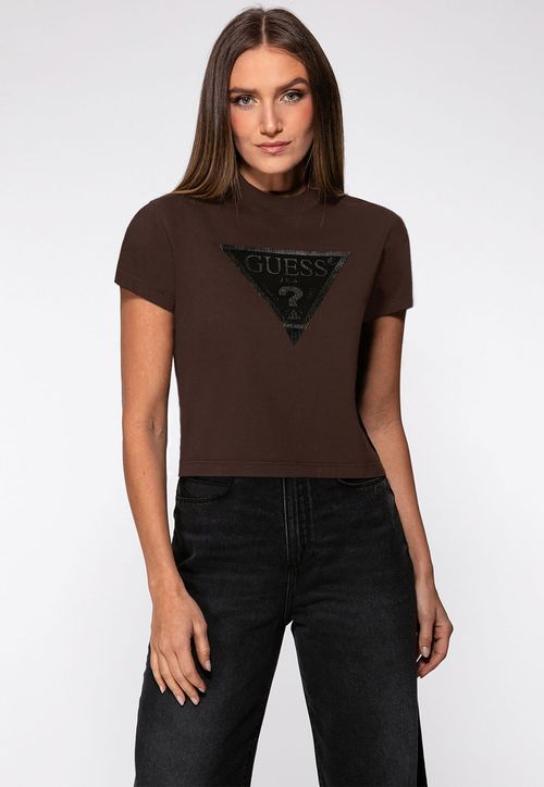 T-shirt Guess Triangulo Pinos Marrom