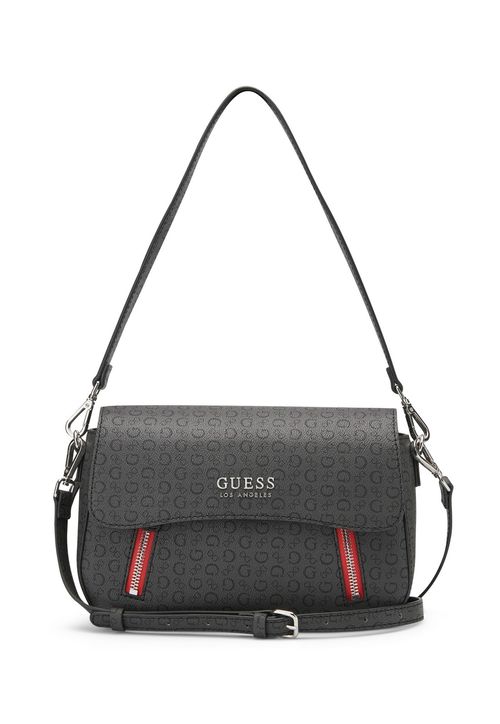 Bolsa Guess Friday Harbor Crossbody Flap Cinza Escuro