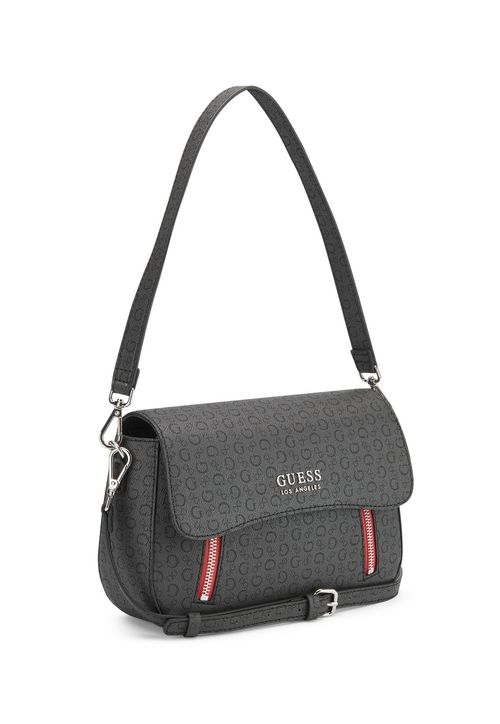 Bolsa Guess Friday Harbor Crossbody Flap Cinza Escuro