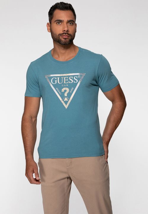 T-shirt Guess Triangulo Estampado Azul