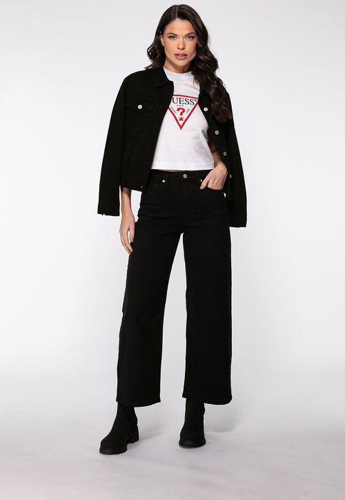 Calça de Sarja Wide Leg Preto